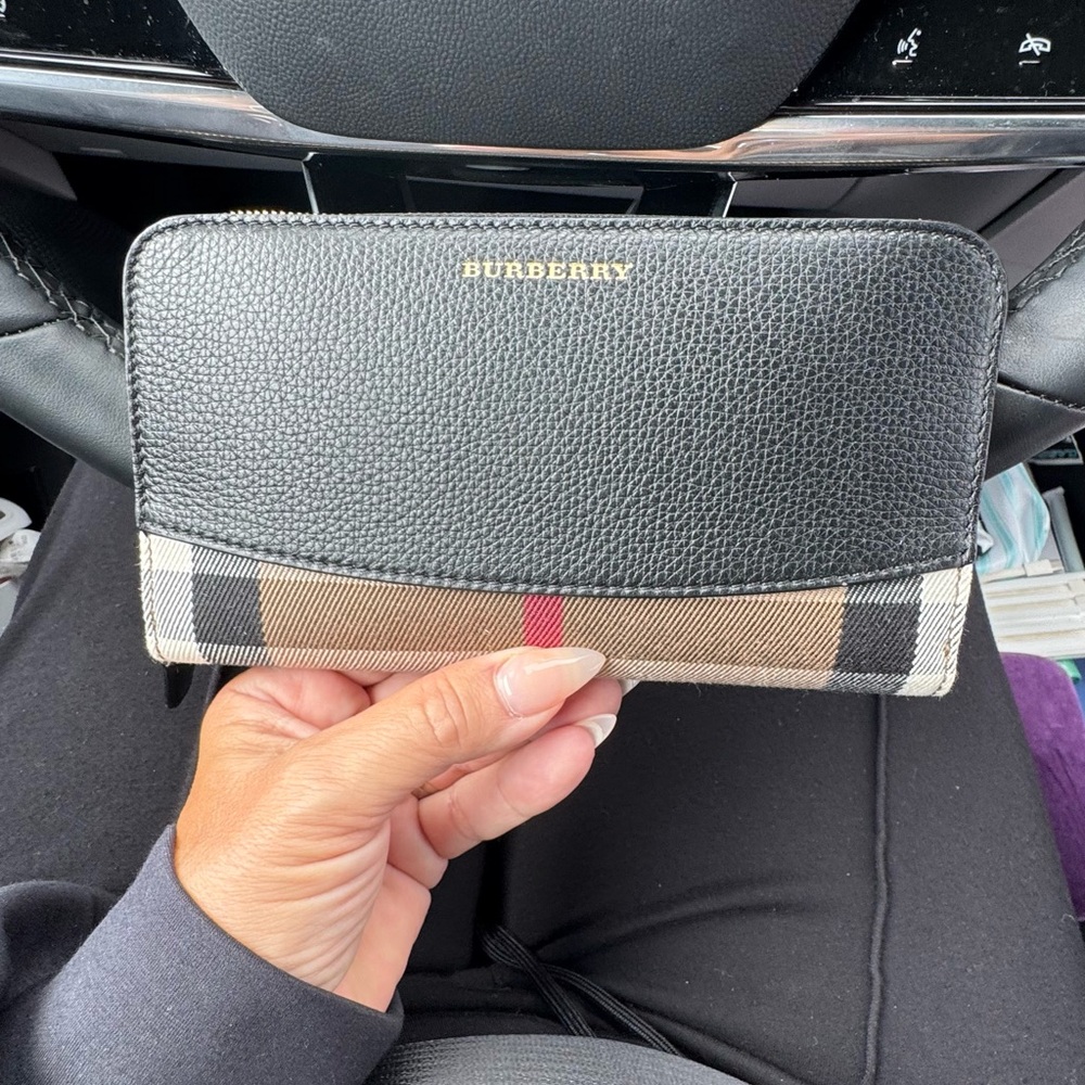 Burberry Black and Tan Check Wallet